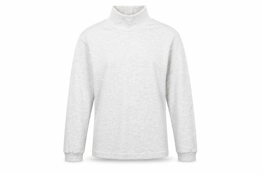 Marks and Spencer Girls Grey High Neck Cotton Pullover Jumper Size 9-10 Years Pullover