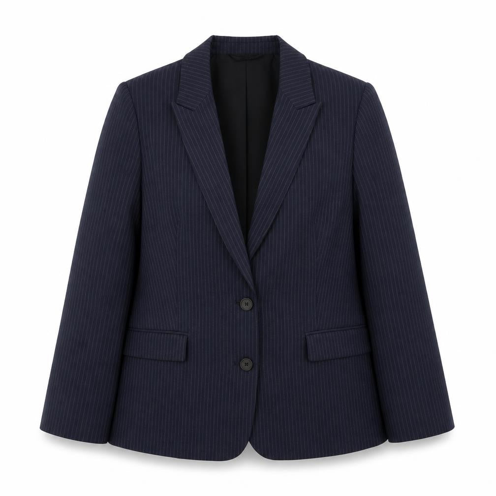 Marks and Spencer Womens Blue Pinstripe Polyester Jacket Suit Jacket Size 18