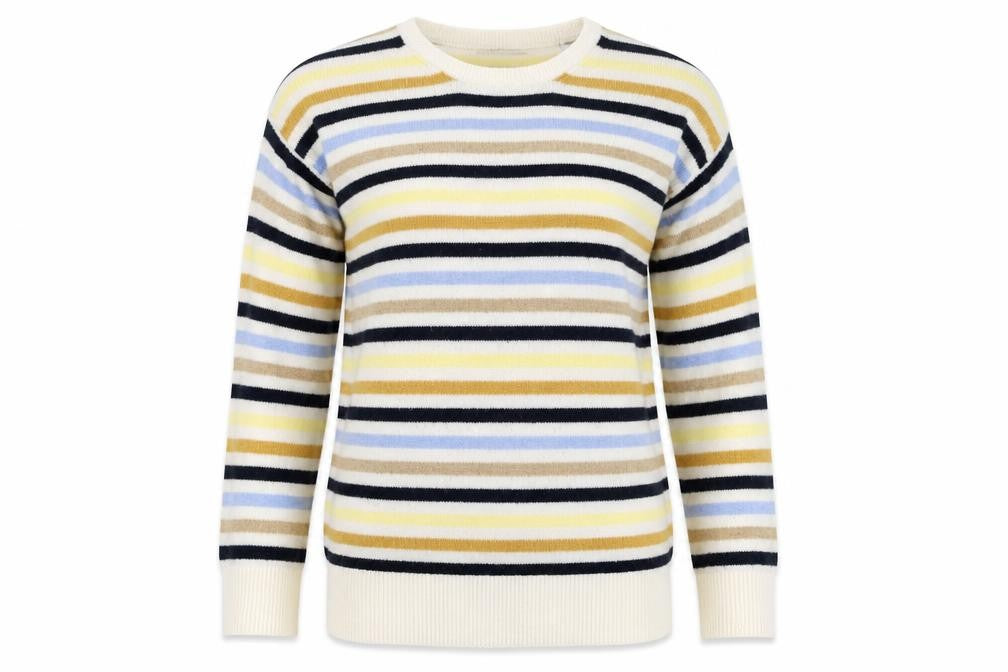 Marks and Spencer Womens Multicoloured Round Neck Striped Polyester Pullover Jumper Size M