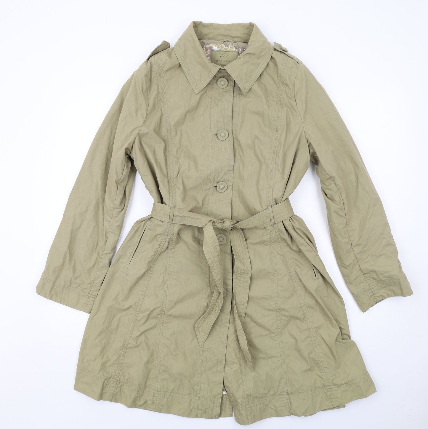 Per Una Womens Beige Overcoat Coat Size 14 Button