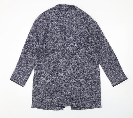 Marks and Spencer Womens Blue Geometric Overcoat Coat Size 12