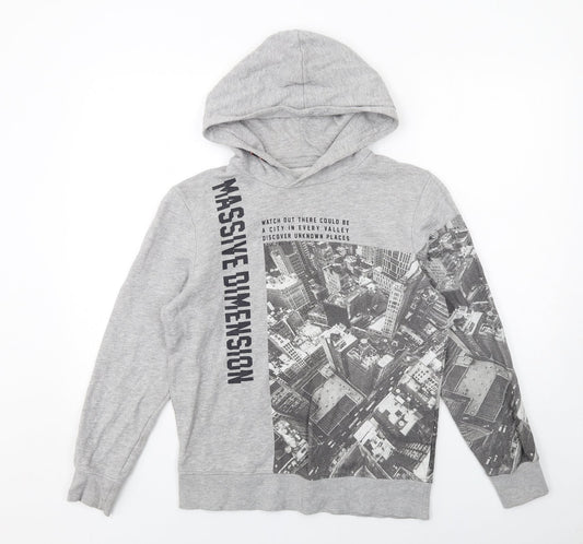 TOM TAILOR Boys Grey Cotton Pullover Hoodie Size L Pullover - City