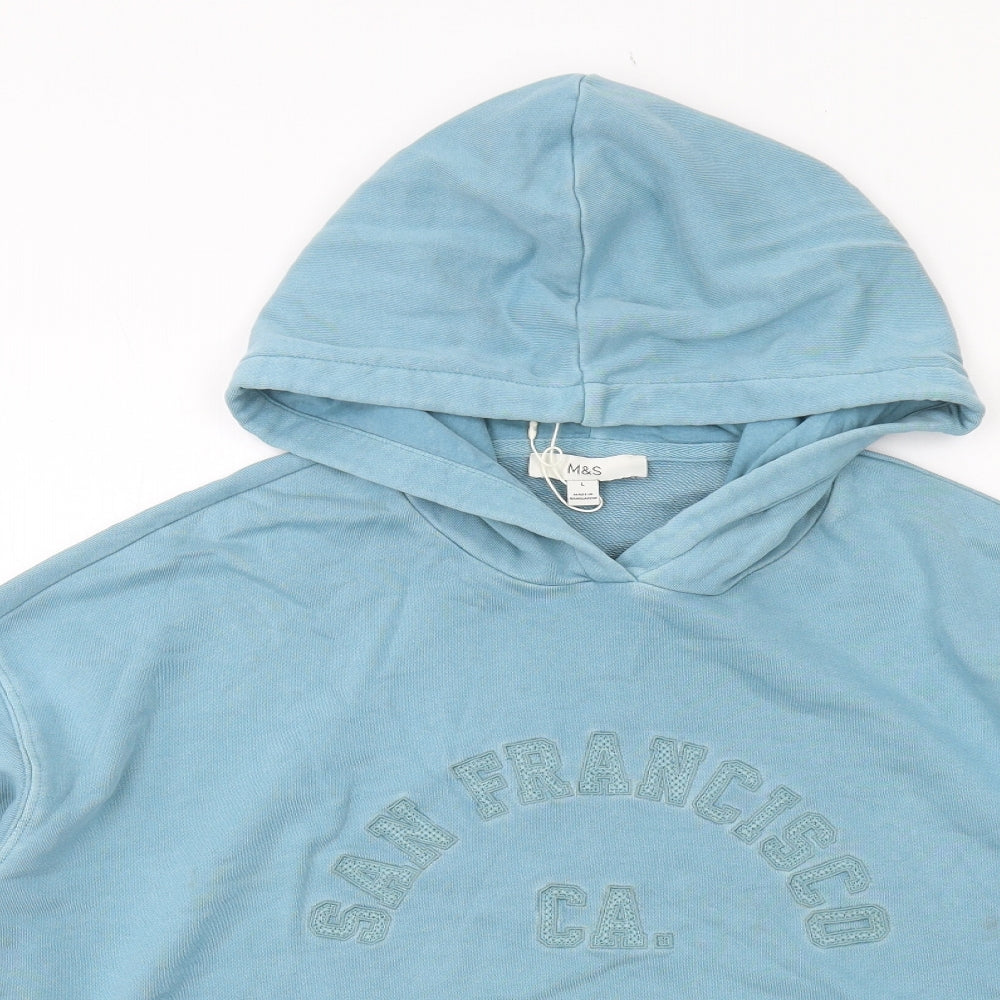 Marks and Spencer Womens Blue Cotton Pullover Hoodie Size L Pullover - San Francisco CA