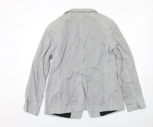 AUBIN & WILLS Womens Grey Pinstripe Cotton Jacket Suit Jacket Size 16