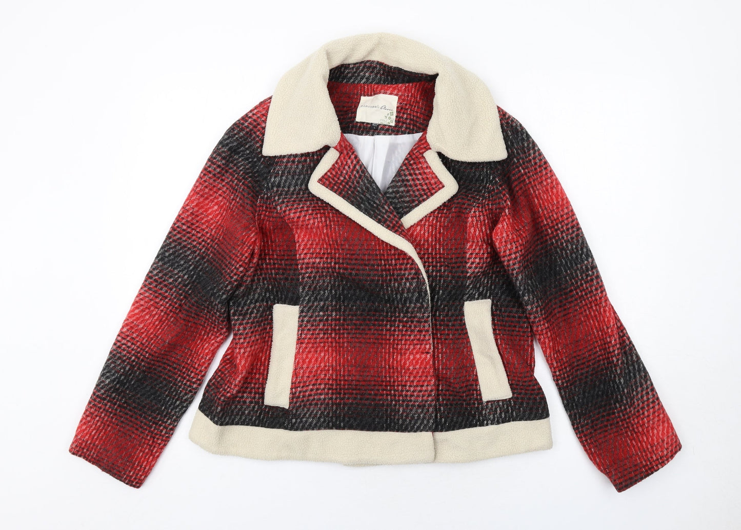 Blossom & Bloom Womens Red Geometric Jacket Size L Snap