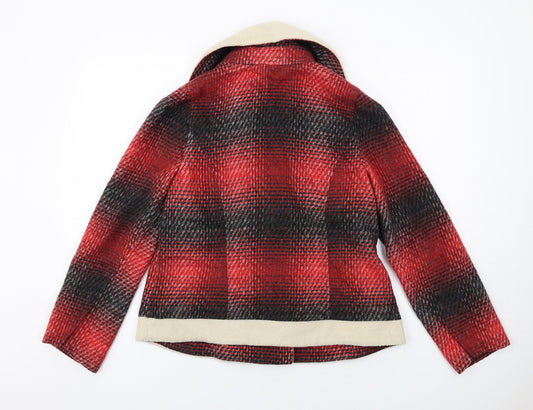 Blossom & Bloom Womens Red Geometric Jacket Size L Snap