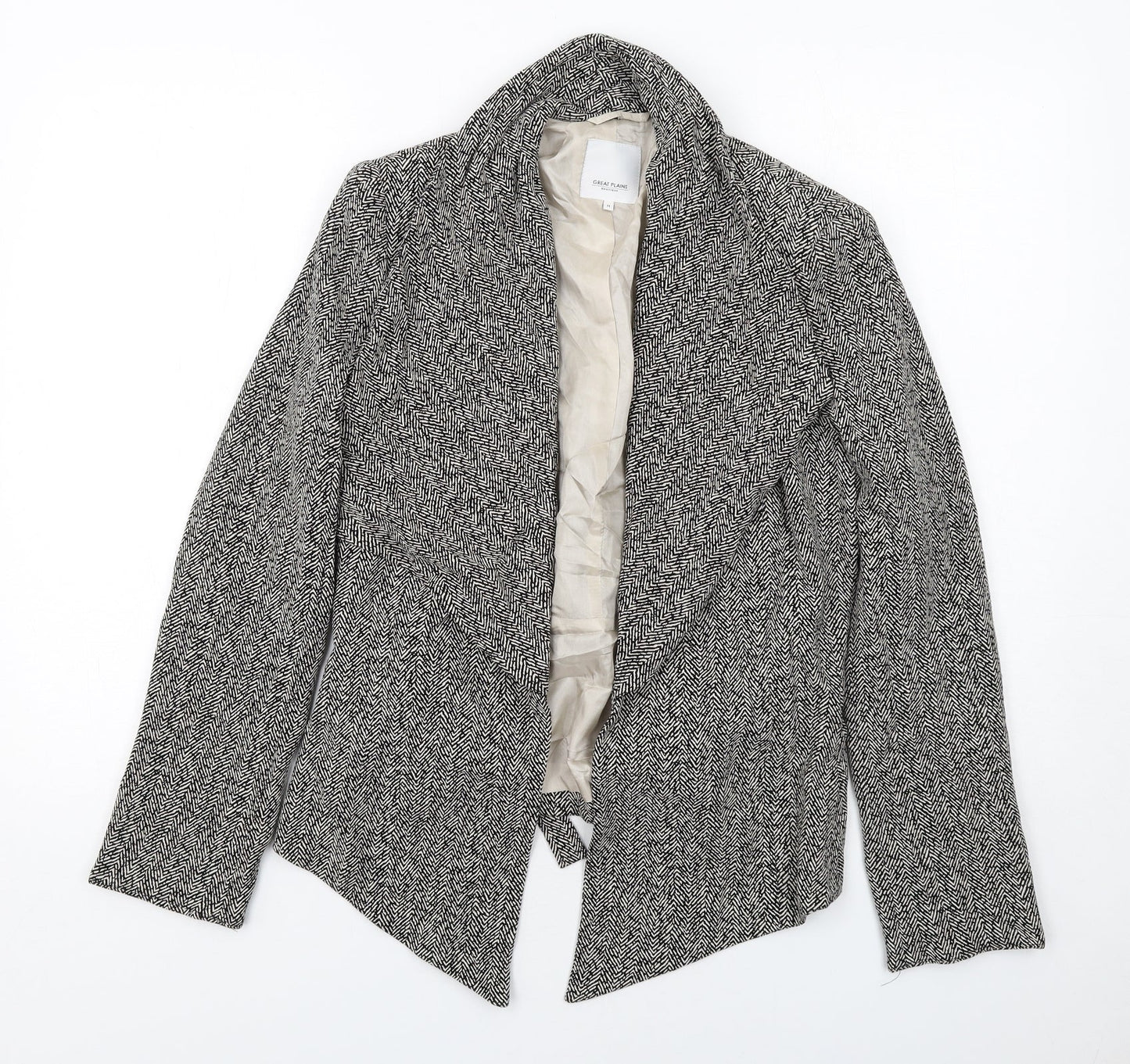 Great Plains Womens Black Geometric Jacket Blazer Size M