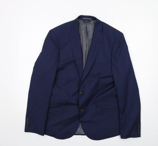 Marks and Spencer Mens Blue Polyester Jacket Suit Jacket Size 40 Regular