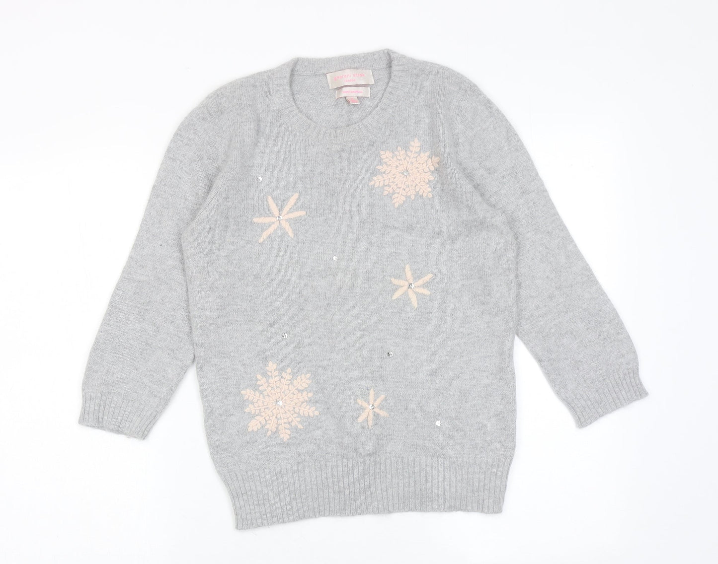 Gharani Strok Womens Grey Round Neck Acrylic Pullover Jumper Size M