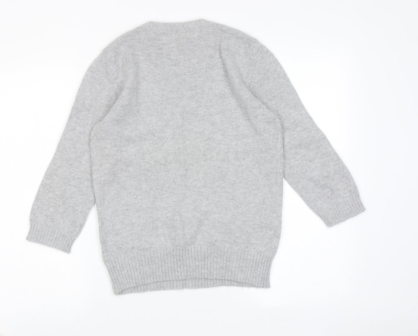 Gharani Strok Womens Grey Round Neck Acrylic Pullover Jumper Size M