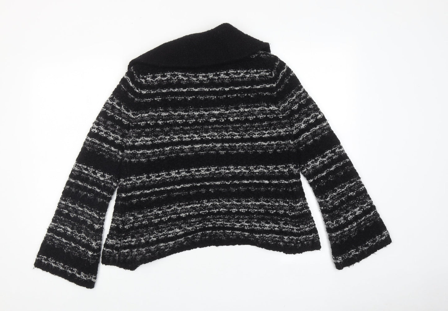 Debenhams Womens Black Collared Geometric Acrylic Cardigan Jumper Size 10