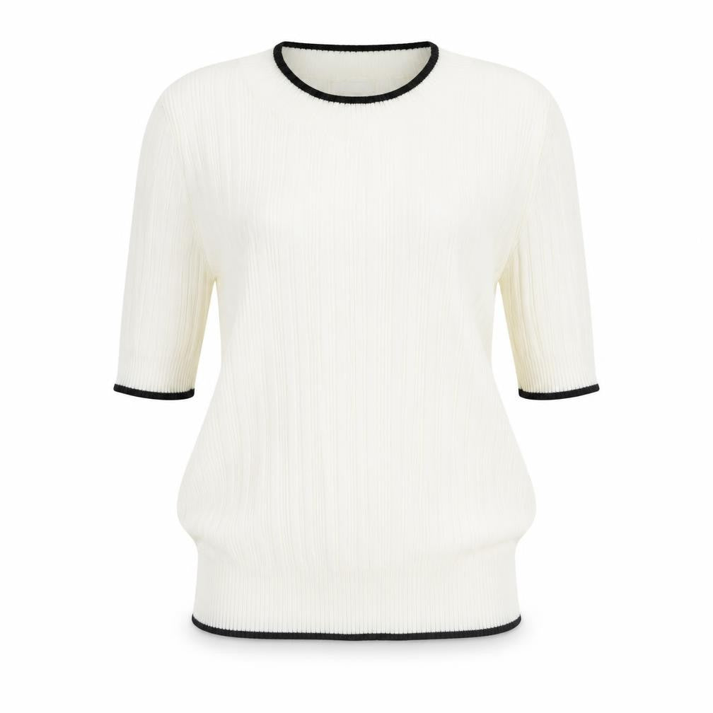H&M Womens Ivory Viscose Basic Blouse Size M Round Neck