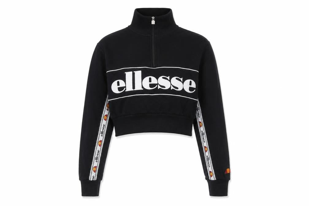 Ellesse Womens Black Cotton Pullover Sweatshirt Size 4 Zip