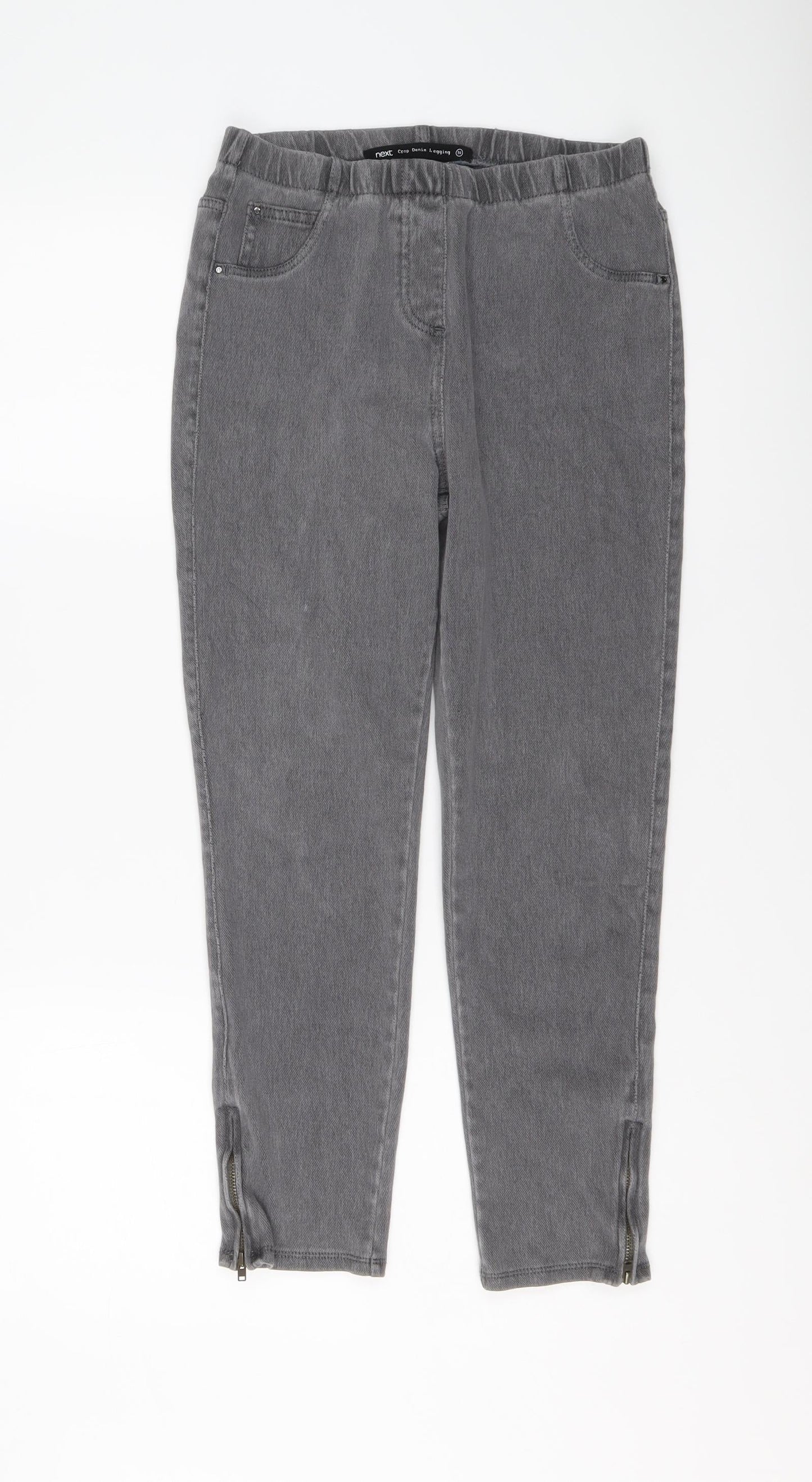 NEXT Womens Grey Cotton Jegging Jeans Size 10 L24 in Regular