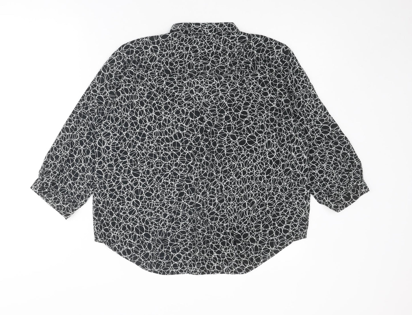Monki Womens Black Geometric Polyester Basic Blouse Size M Collared
