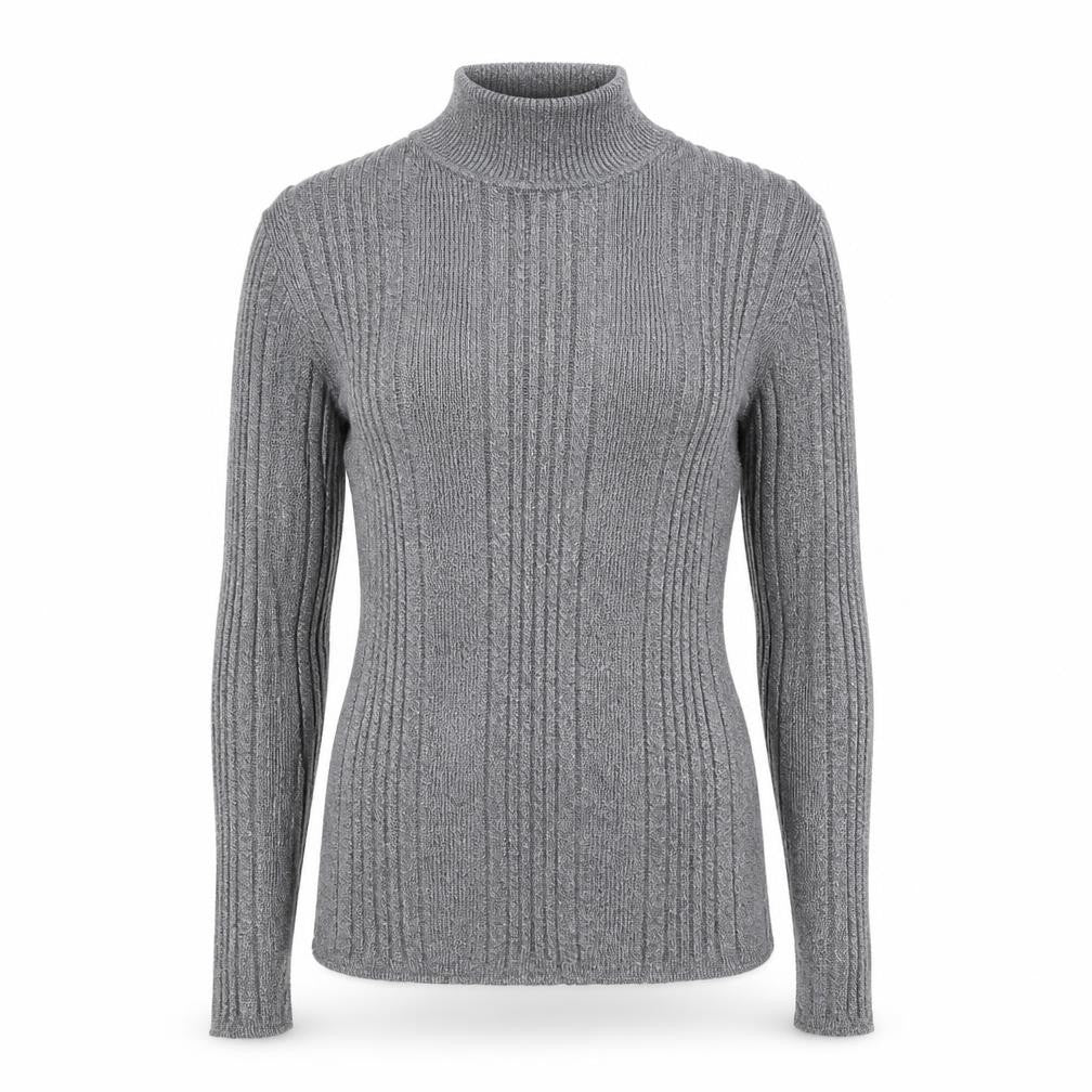Marks and Spencer Womens Grey Mock Neck Viscose Pullover Jumper Size 14