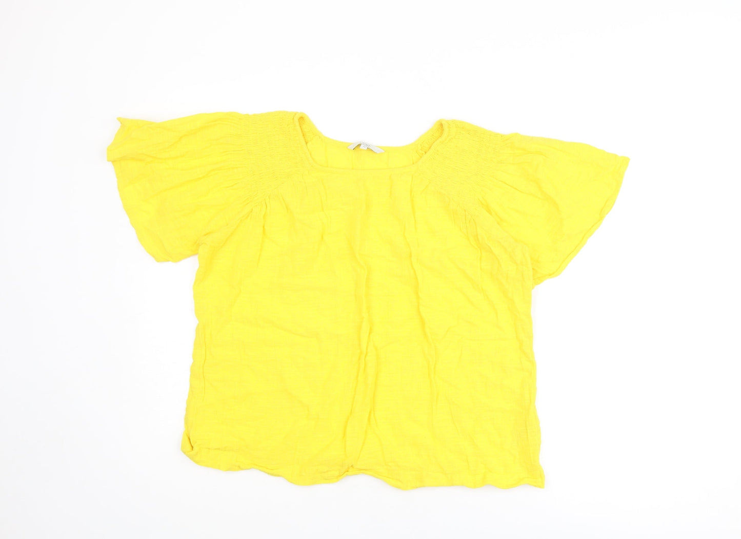 NEXT Womens Yellow Cotton Basic T-Shirt Size 14 Round Neck