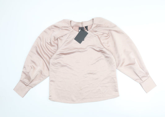 VERO MODA Womens Pink Polyester Basic Blouse Size M Round Neck