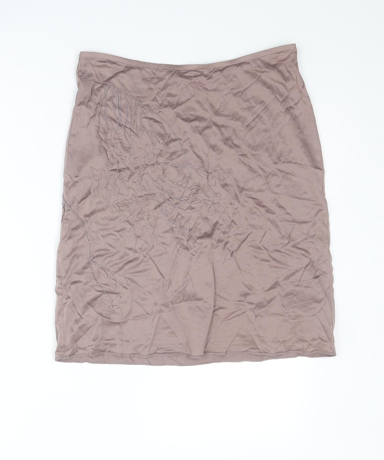 Boss Womens Brown Cotton A-Line Skirt Size M