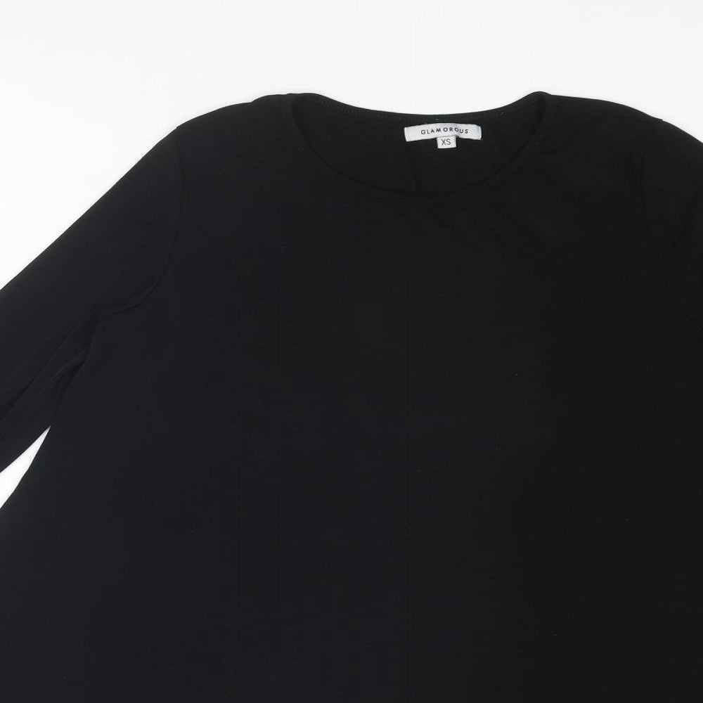 Glamorous Womens Black Polyester A-Line Size XS Round Neck Pullover