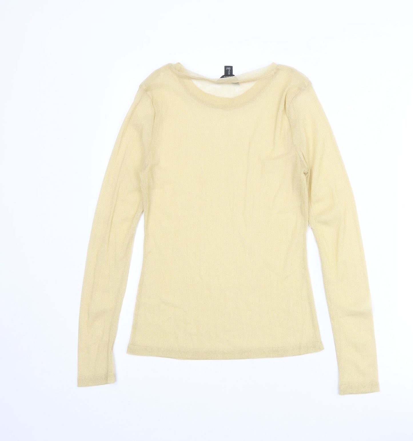 River Island Womens Gold Polyester Basic T-Shirt Size 10 Round Neck
