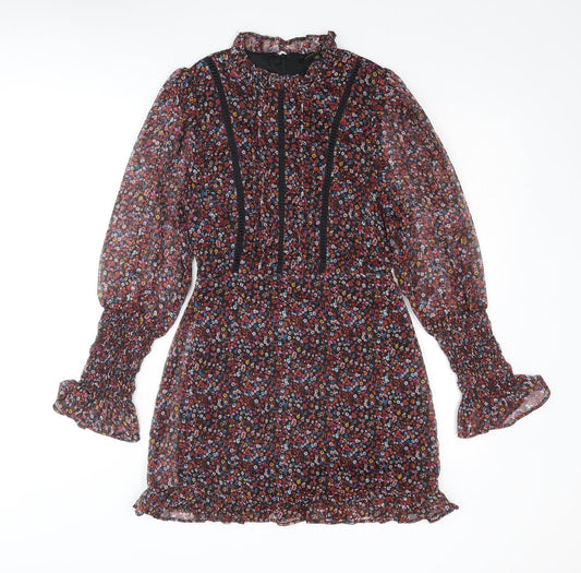 Mystic Threads Womens Multicoloured Floral Polyester A-Line Size XS Round Neck Zip