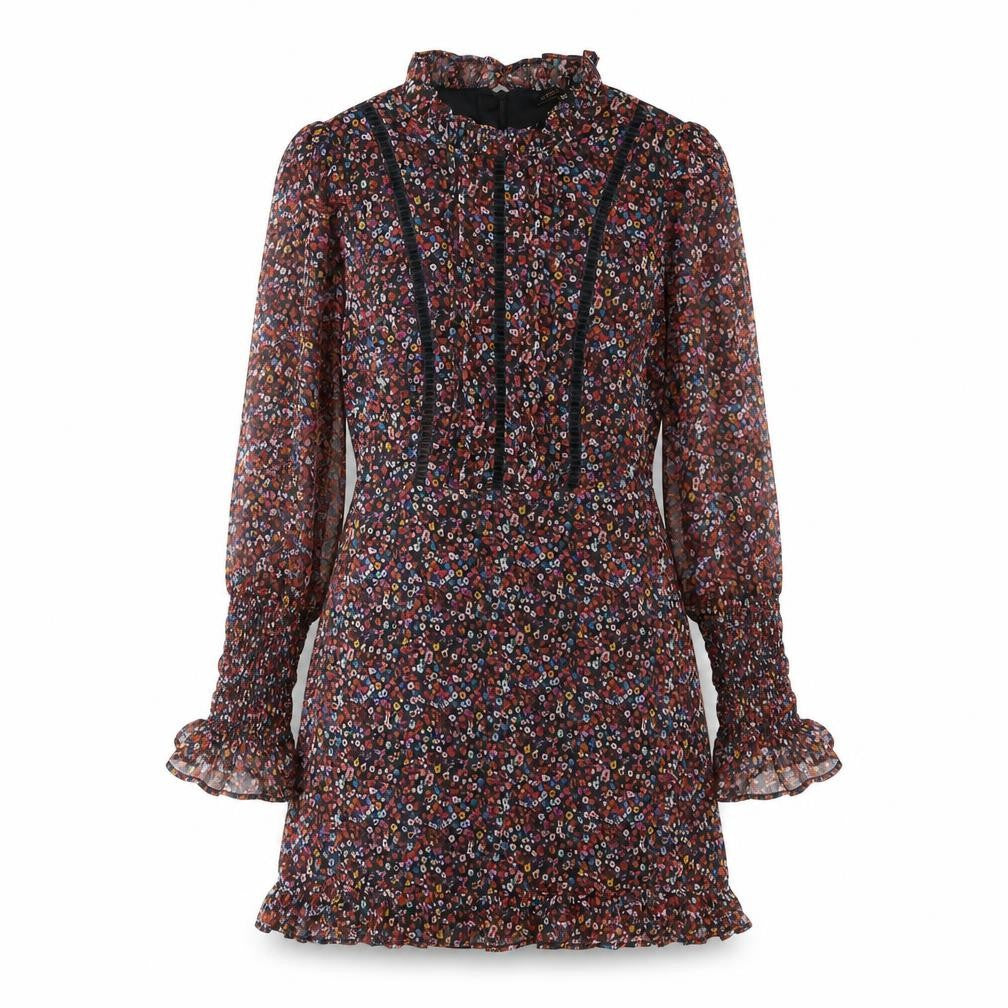 Mystic Threads Womens Multicoloured Floral Polyester A-Line Size XS Round Neck Zip