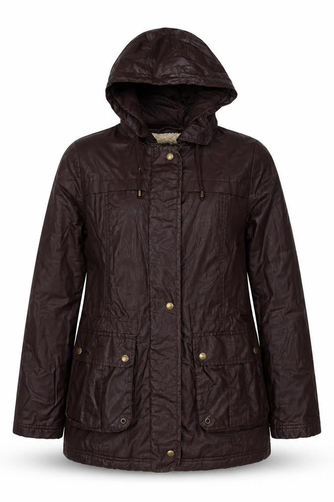 Marks and Spencer Womens Brown Parka Coat Size 8 Zip
