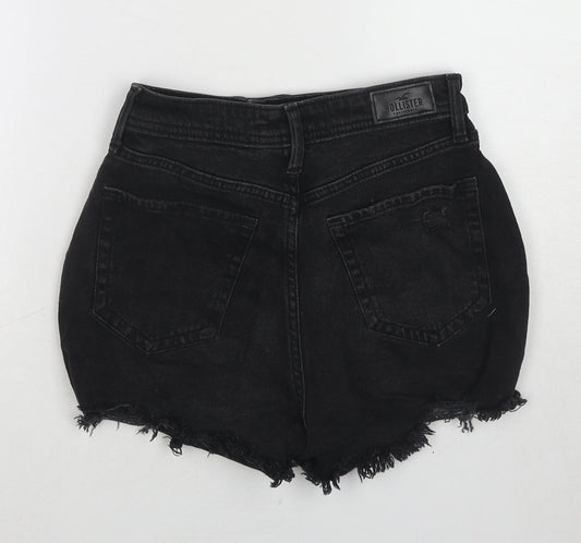 Hollister Womens Black Cotton Hot Pants Shorts Size 25 in Regular Zip