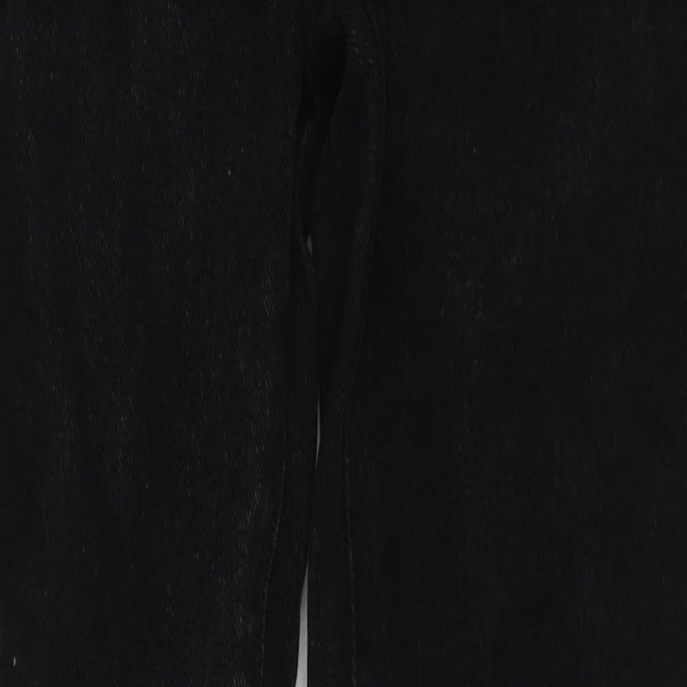 PRETTYLITTLETHING Womens Black Cotton Straight Jeans Size 6 Regular Zip