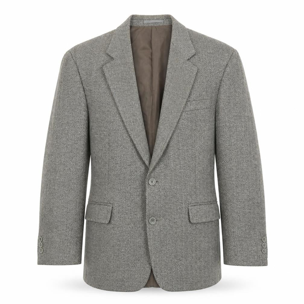 Greenwoods Mens Green Herringbone Wool Jacket Suit Jacket Size 42 Regular