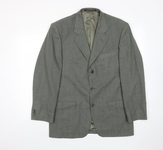 Marks and Spencer Mens Green Wool Jacket Suit Jacket Size 40 Regular
