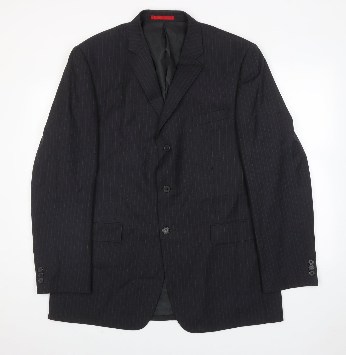Burton Mens Grey Striped Polyester Jacket Suit Jacket Size 46 Regular
