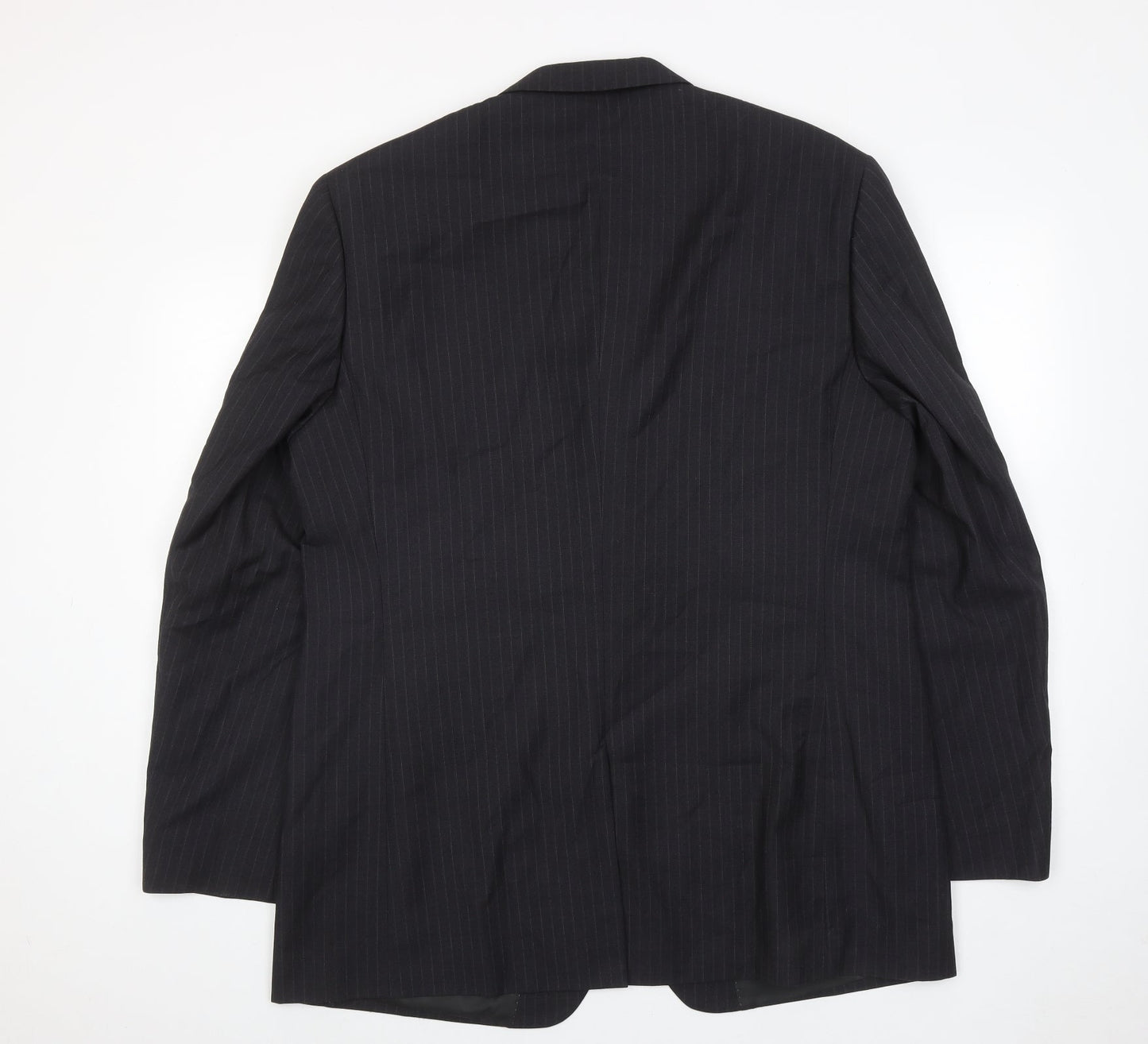 Burton Mens Grey Striped Polyester Jacket Suit Jacket Size 46 Regular