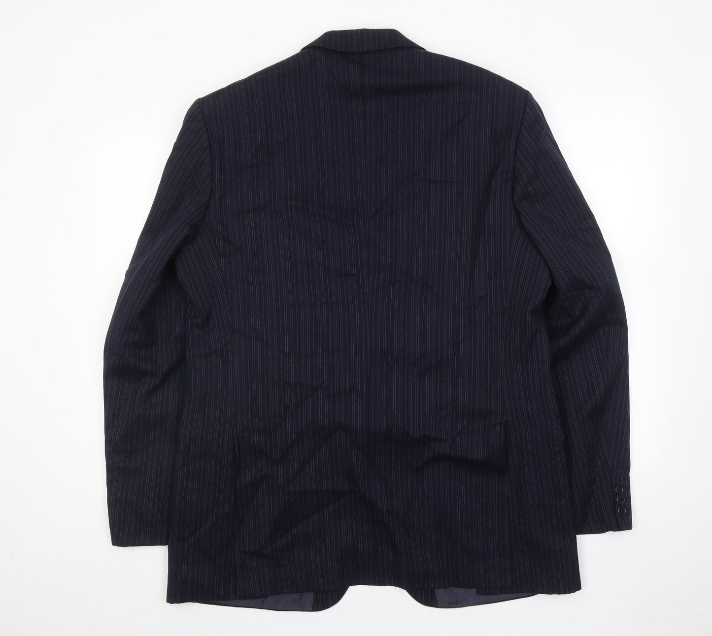 The Label Mens Blue Striped Wool Jacket Suit Jacket Size 44 Regular