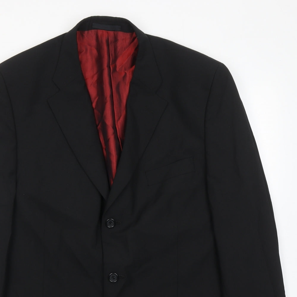 Kartell Mens Black Wool Jacket Suit Jacket Size 44 Regular