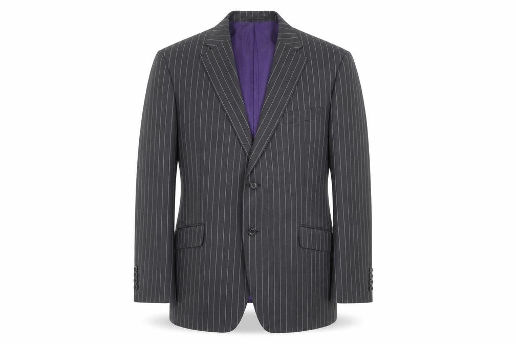 Marks and Spencer Mens Grey Striped Wool Jacket Suit Jacket Size 42 Regular