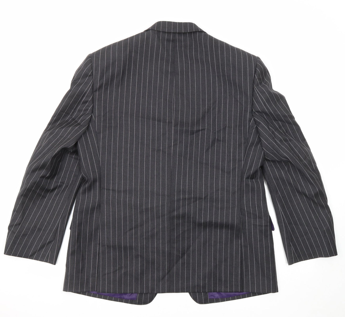 Marks and Spencer Mens Grey Striped Wool Jacket Suit Jacket Size 42 Regular