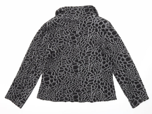 CHIANTI Womens Black Geometric Jacket Blazer Size 18 Button