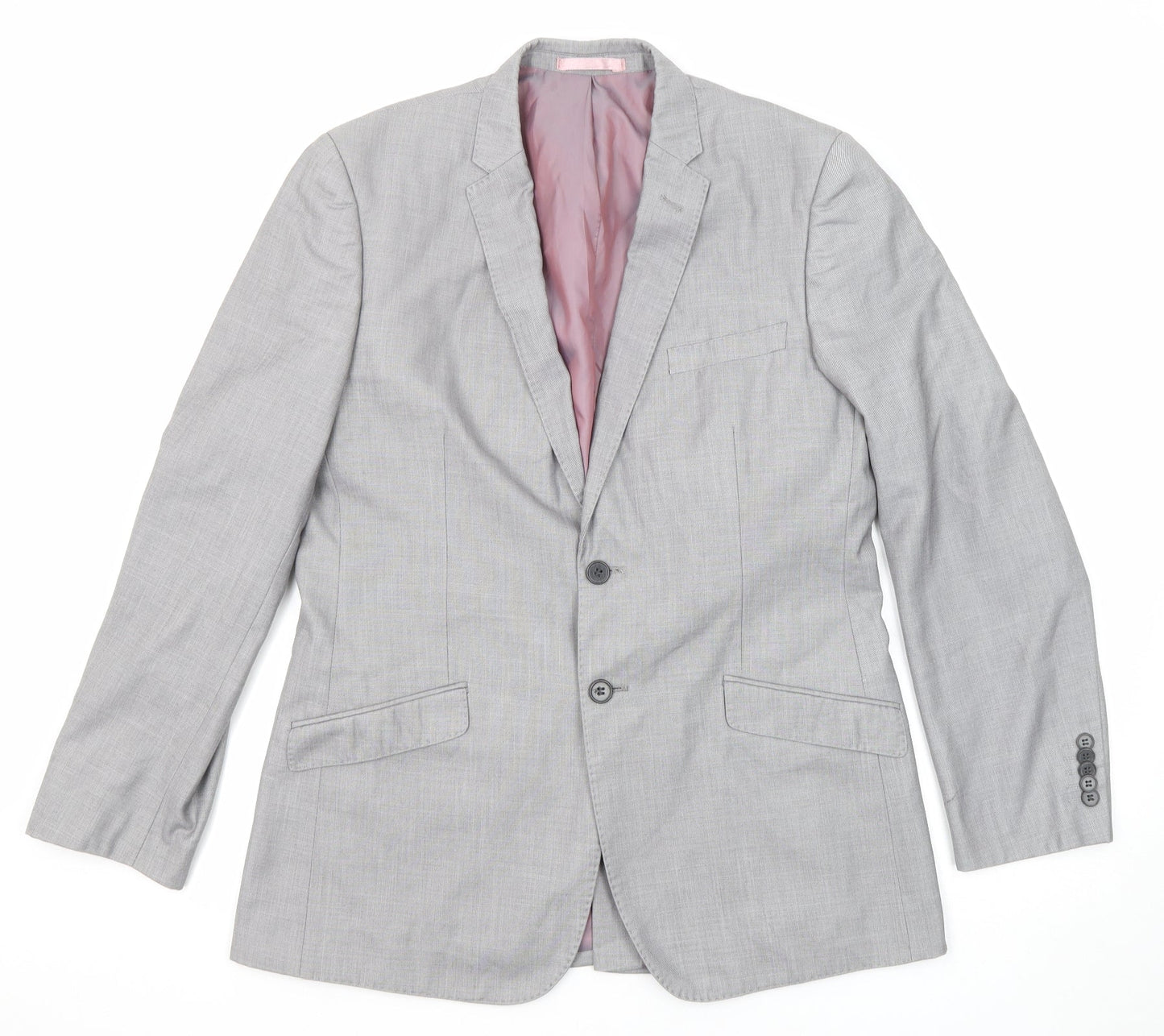 Butler & Webb Mens Grey Polyester Jacket Suit Jacket Size 40 Regular - Five-Button Sleeve