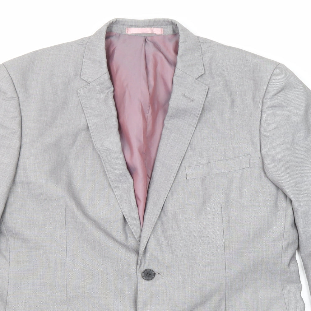 Butler & Webb Mens Grey Polyester Jacket Suit Jacket Size 40 Regular - Five-Button Sleeve
