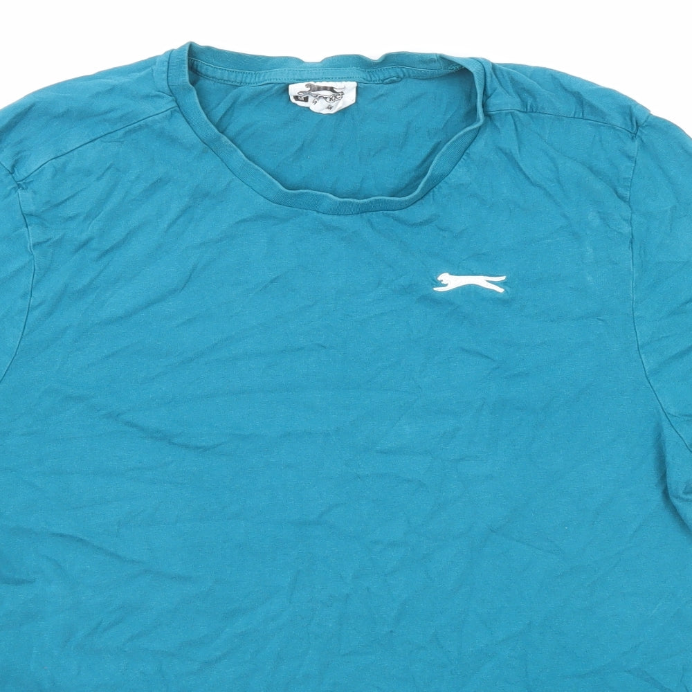 Slazenger Womens Blue Cotton Basic T-Shirt Size M Round Neck