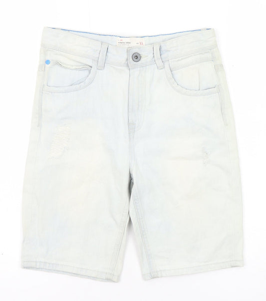 Deluxe Premium Denim Boys Blue Cotton Chino Shorts Size 11 Years Regular Zip