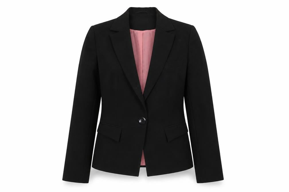 Front view of Miss Selfridge women’s black polyester jacket blazer, size UK 6