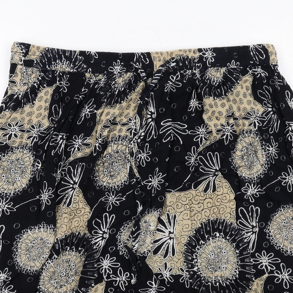 Saloos Womens Multicoloured Geometric Viscose Swing Skirt Size M Drawstring