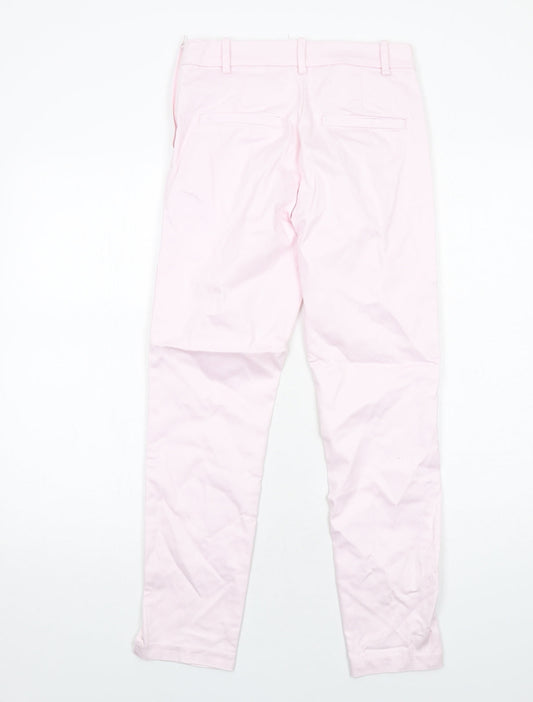 H&M Womens Pink Cotton Chino Trousers Size 8 Regular Zip
