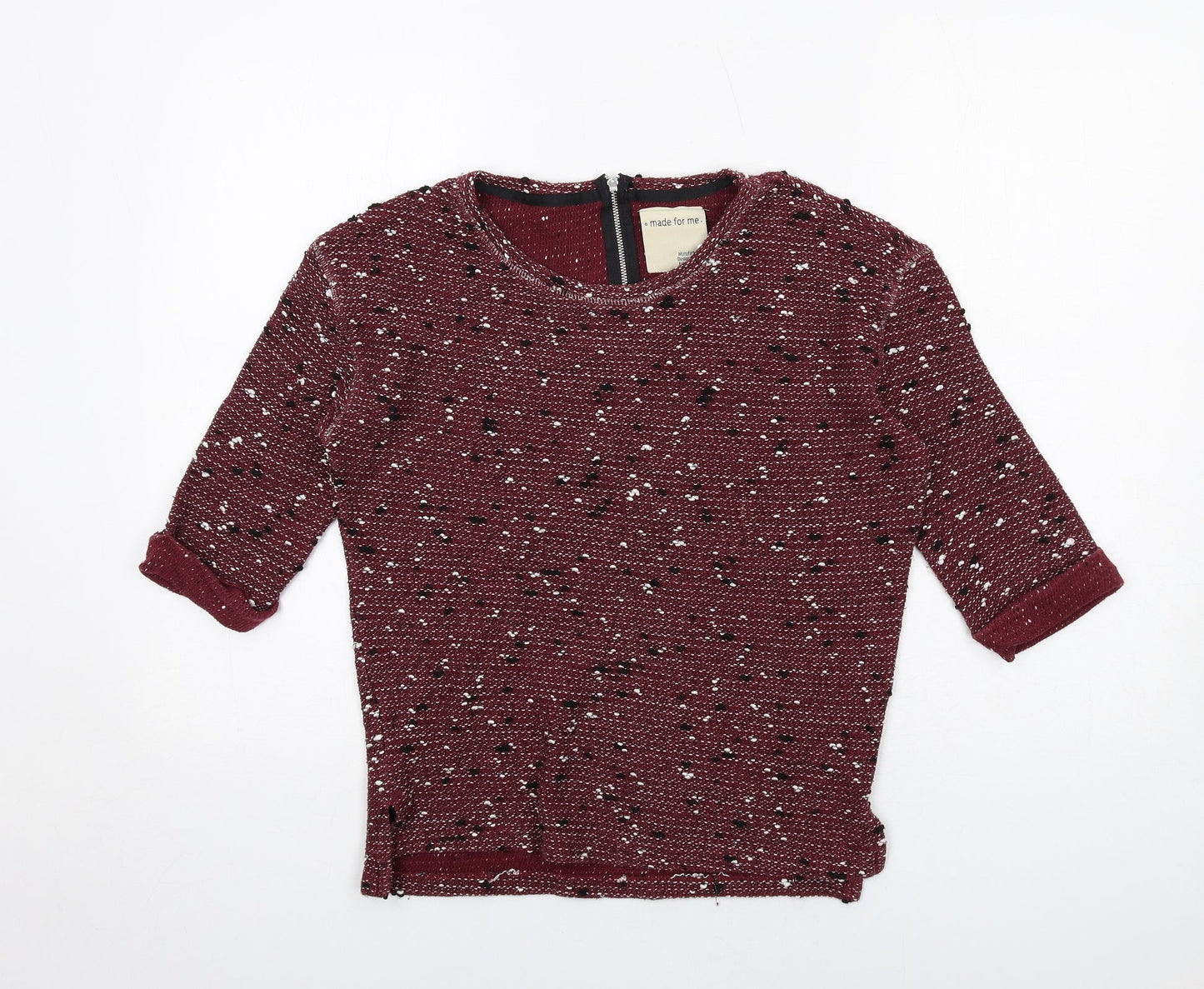 Made for Me Womens Red Round Neck Cotton Pullover Jumper Size 8