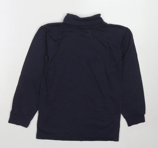 Adams Girls Black Cotton Basic T-Shirt Size 8 Years Roll Neck Pullover