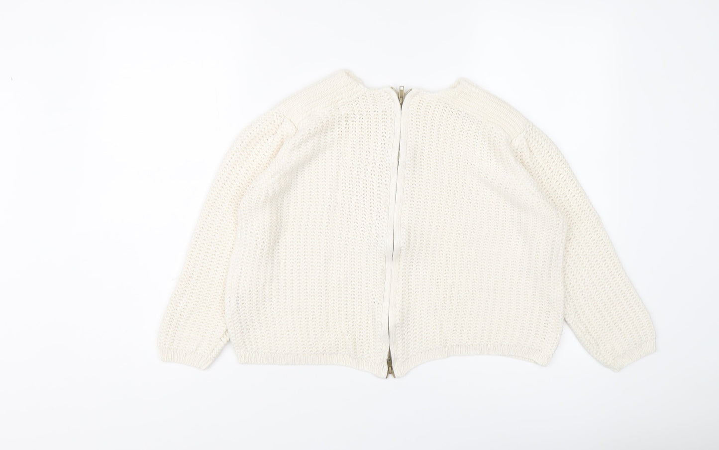Zara Womens Ivory Round Neck Acrylic Pullover Jumper Size S