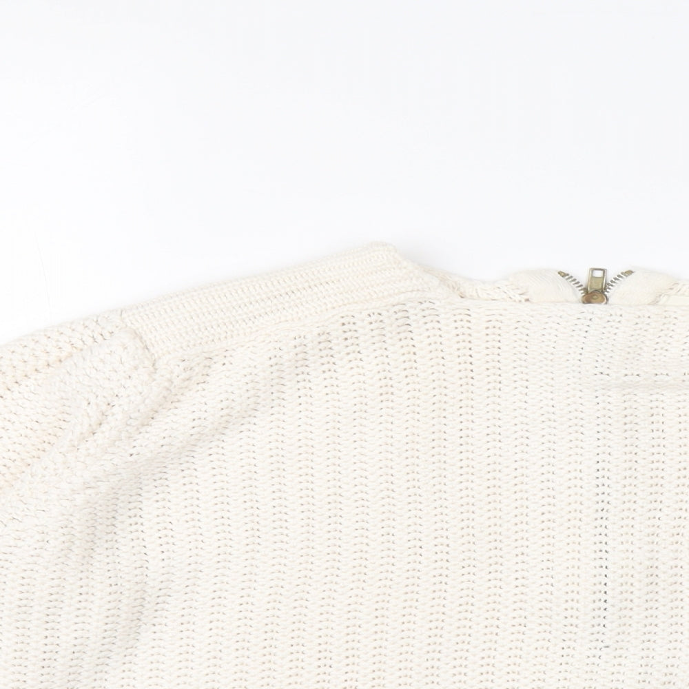 Zara Womens Ivory Round Neck Acrylic Pullover Jumper Size S